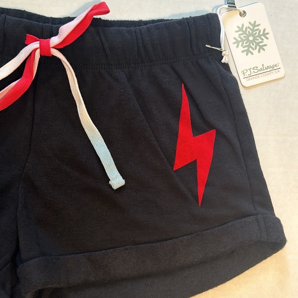 PJ Salvage XSmall Shorts Good Vibes Slate Lightening Bolt Drawstring Cuffed NWT - Picture 3 of 8